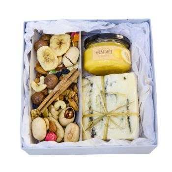 Подарочная коробка с медом и сухофруктами. annetflowers.com.ua. Купить подарочную коробку с доставкой